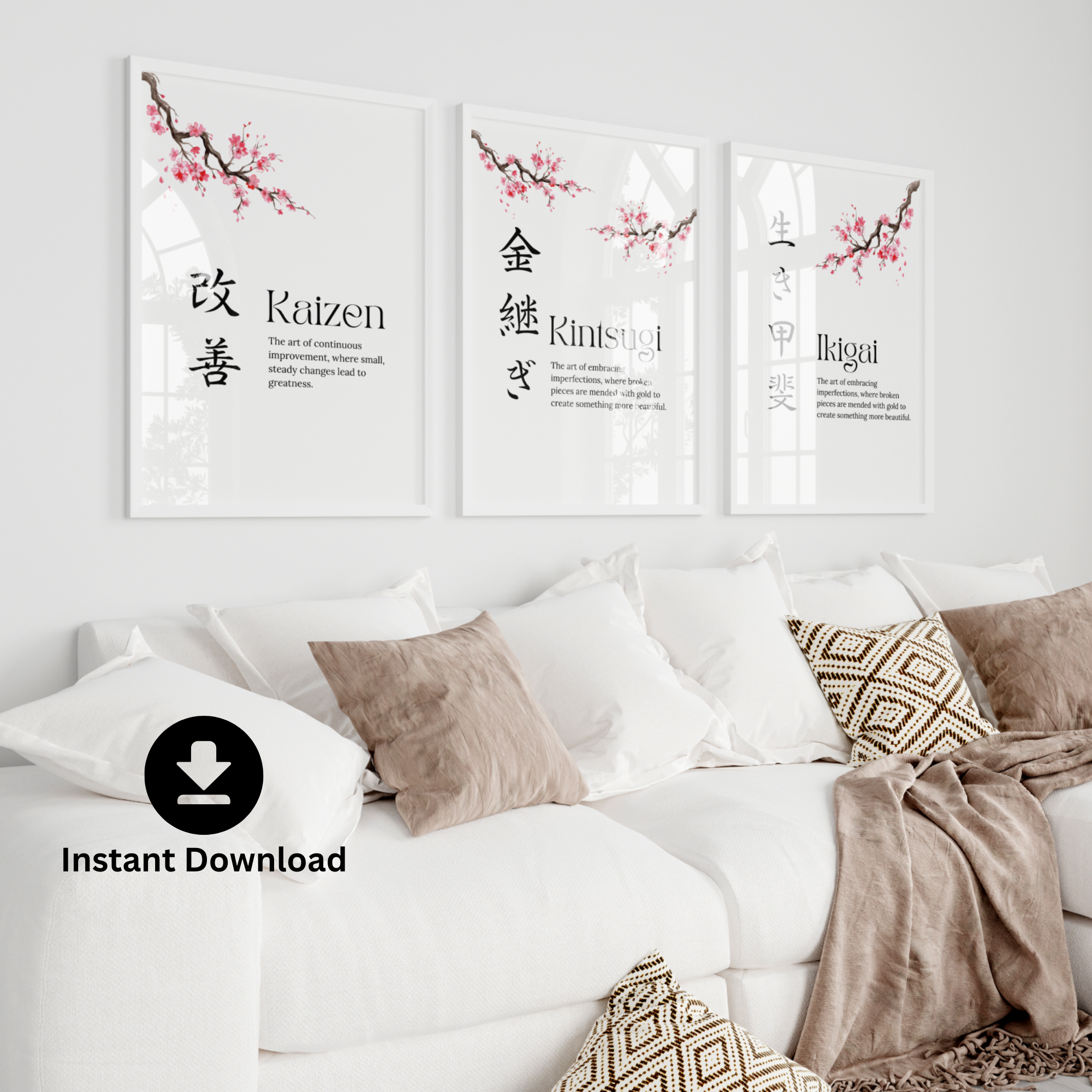Ikigai, Kintsugi & Kaizen Wall Art – Inspirational Japanese Printable Poster with Motivational Quotes - Image 2