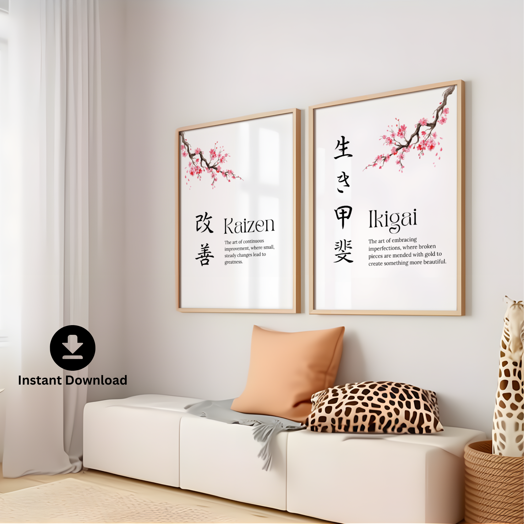 Ikigai, Kintsugi & Kaizen Wall Art – Inspirational Japanese Printable Poster with Motivational Quotes - Image 3