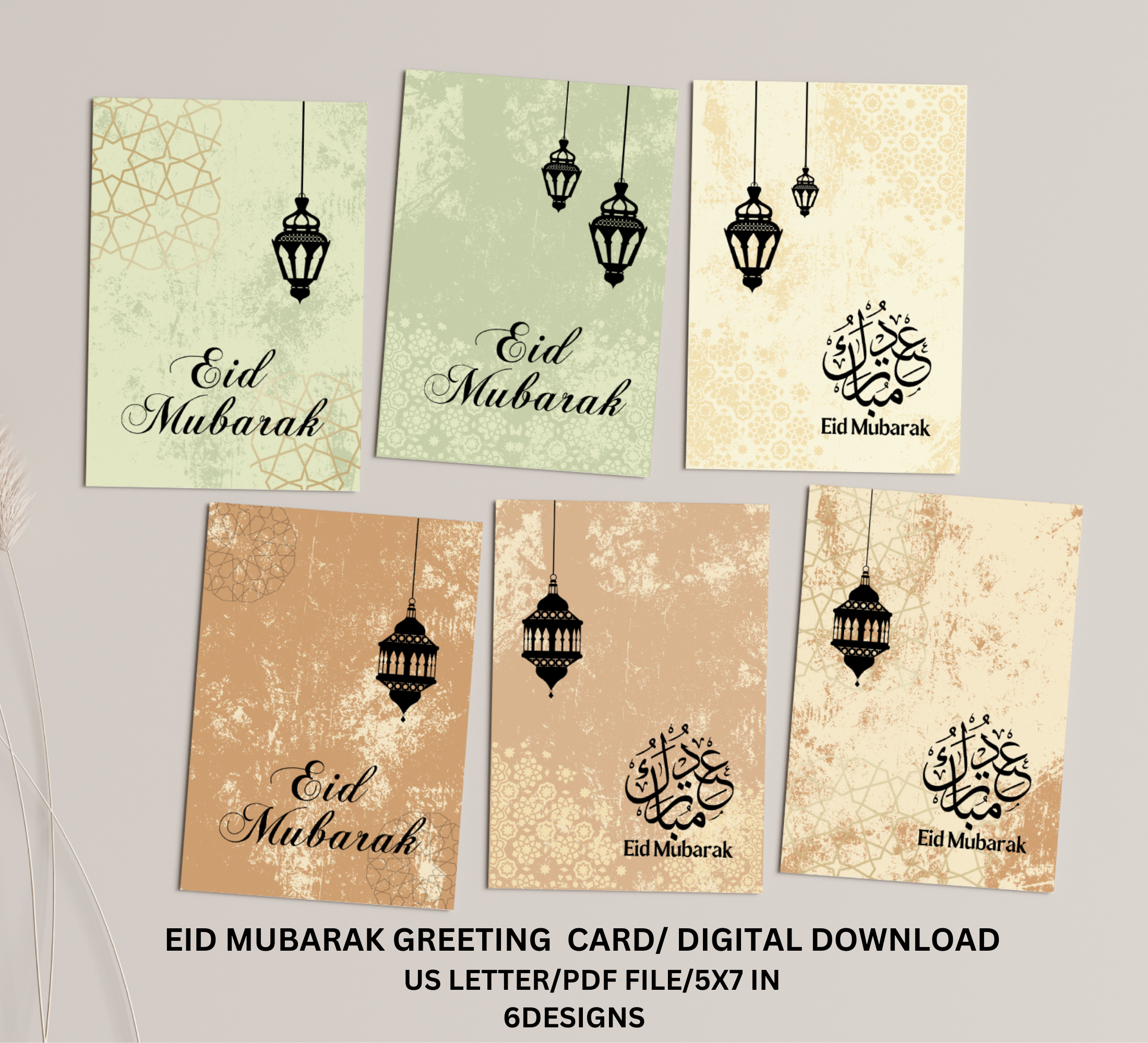 eid mubarak card 6 design set 6 card pack Eid Mubarak Greeting Cards